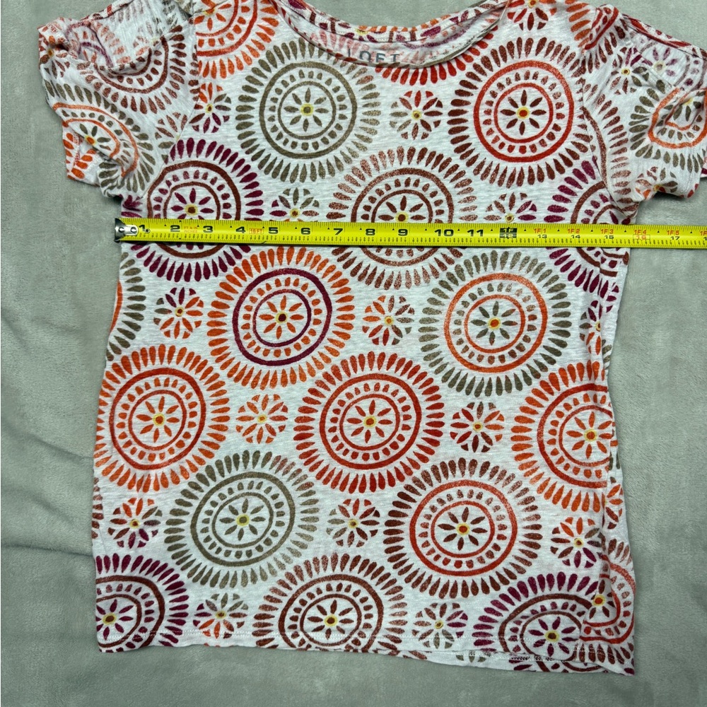 EUC LOFT Linen Size XS Multicolor Circular Pattern Top - Picture 10 of 12